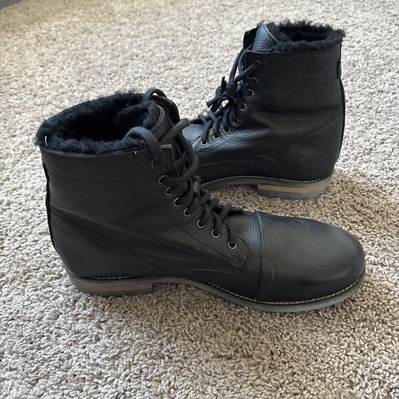 Luxe De Leon ARCO Faux Fur Closed Toe Ankle Boots Leather Black Men\'s Size 13 main image 5